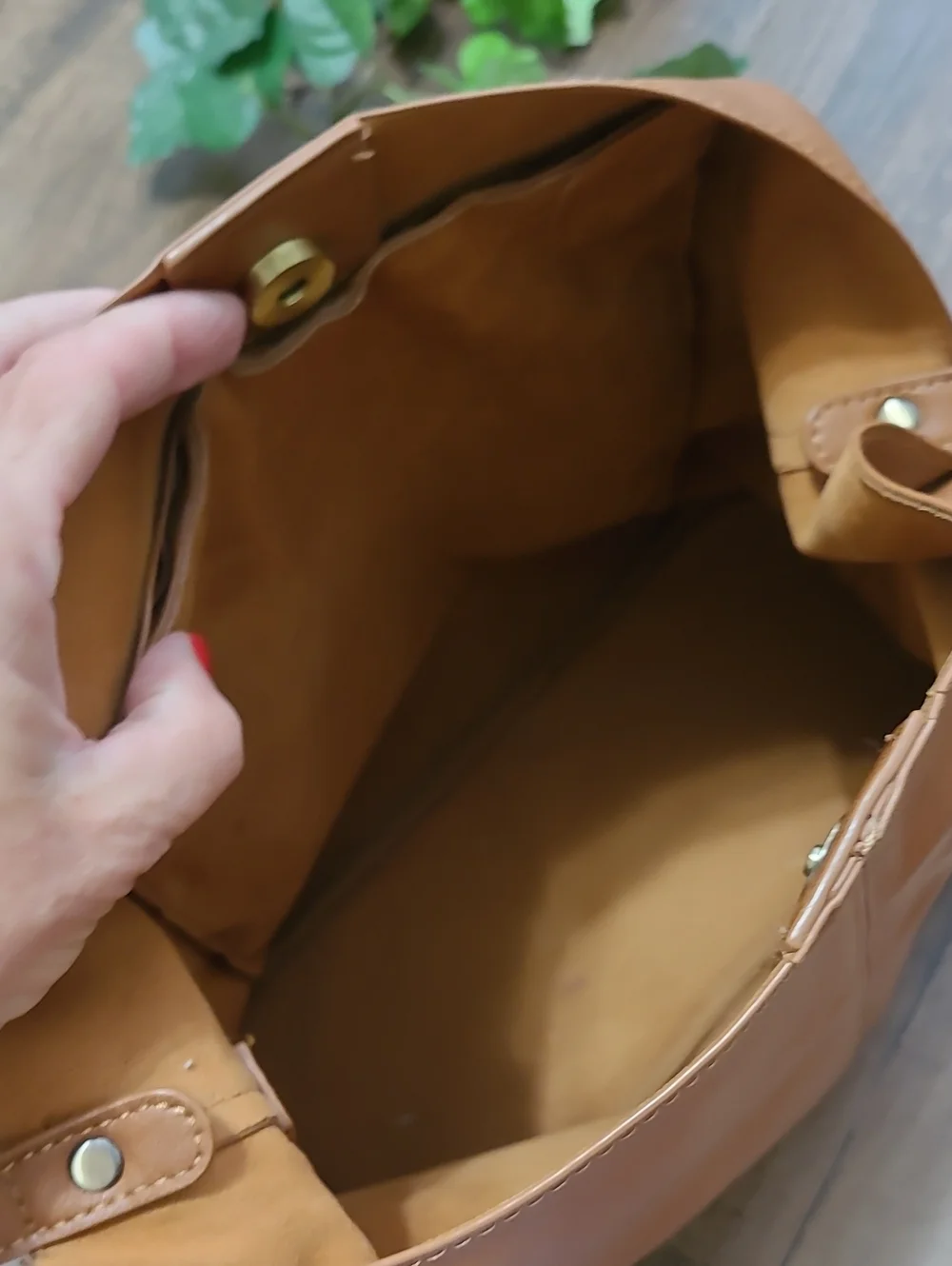 Brown Faux Leather Bucket Style Hand Bag
